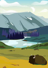 Landscape with mountains in Iceland.