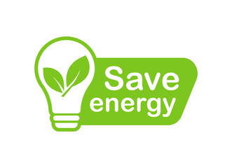 Save energy symbol. Light bulb with green leaf. Eco friendly, environmentally. Eco icon. Vector illustration.