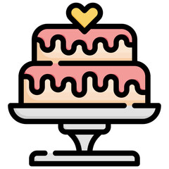 WEDDING CAKE filled outline icon,linear,outline,graphic,illustration