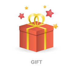 Gift icon 3d illustration from customer loyalty collection. Creative Gift 3d icon for web design, templates, infographics and more