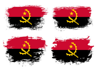 Artistic Angola country brush flag collection. Set of grunge brush flags on a solid background