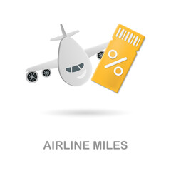 Airline Miles icon 3d illustration from customer loyalty collection. Creative Airline Miles 3d icon for web design, templates, infographics and more