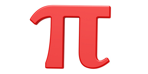 Red Pi symbol isolated on white background - obrazy, fototapety, plakaty