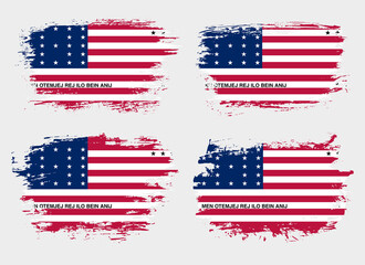 Artistic Bikini Atoll country brush flag collection. Set of grunge brush flags on a solid background