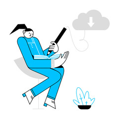 woman reading a book online