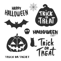 Obraz premium Collection object isolated Halloween pumpkin lettering