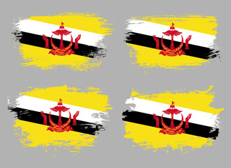 Obraz premium Artistic Brunei country brush flag collection. Set of grunge brush flags on a solid background