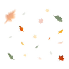Bright flying autumn leaves seamless pattern isolated on white background