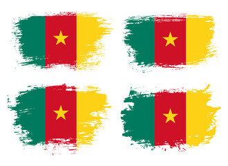 Artistic Cameroon country brush flag collection. Set of grunge brush flags on a solid background