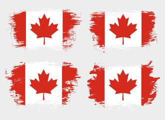 Fototapeta na wymiar Artistic Canada country brush flag collection. Set of grunge brush flags on a solid background