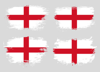 Artistic England country brush flag collection. Set of grunge brush flags on a solid background