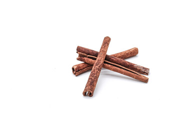 Pure cinnamon sticks on white background
