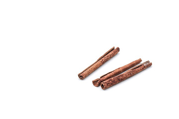 Pure cinnamon sticks on white background