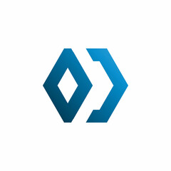 blue diamond hexagon logo design