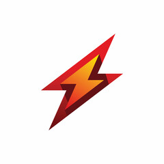 red lightning thunder logo design