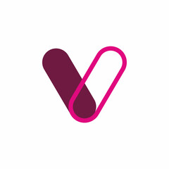 letter v color line logo design