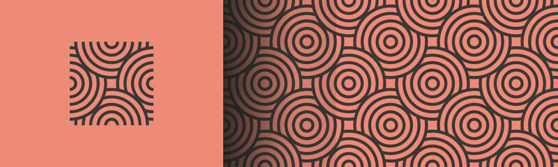 Abstract orange seamless wallpaper pattern background. Colorful, summer or spring vibe, seamless abstract circle pattern. Vector illustration.