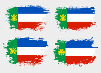 Artistic Khakassia country brush flag collection. Set of grunge brush flags on a solid background