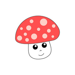 Simple illustrations of cute funny mushroom can be used for children's books, tt-shirts etc.