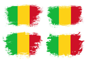 Fototapeta premium Artistic Mali country brush flag collection. Set of grunge brush flags on a solid background