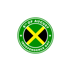 Jamaica Independence Day 6th of August Logo Badge for Label, Sign, Symbol, Stamp, Emblem, and Icon Vector Illustration
