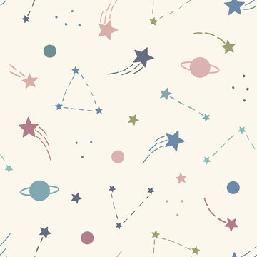 Celestial pastel vector repeat pattern,repeating background