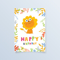template postcard with giraffe. greeting card birthday holiday