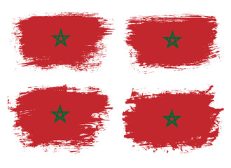 Artistic Morocco country brush flag collection. Set of grunge brush flags on a solid background