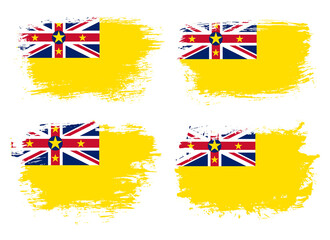 Artistic Niue country brush flag collection. Set of grunge brush flags on a solid background