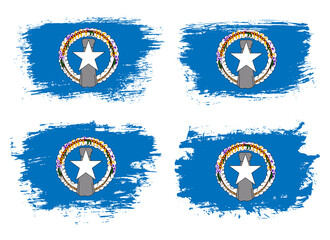 Artistic Northern Mariana Islands country brush flag collection. Set of grunge brush flags on a solid background