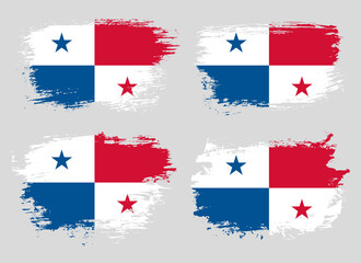 Artistic Panama country brush flag collection. Set of grunge brush flags on a solid background