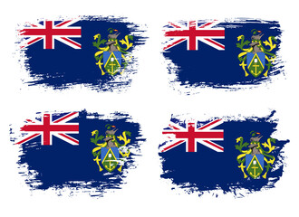 Artistic Pitcairn Islands country brush flag collection. Set of grunge brush flags on a solid background