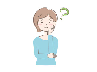 悩んでいる若い私服の女性