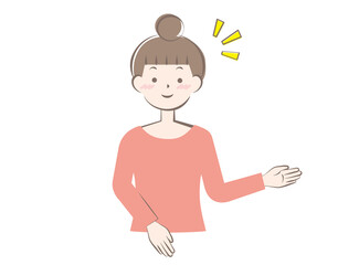 案内をする若い私服の女性