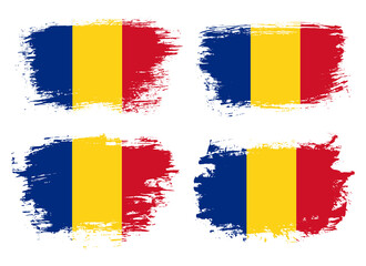Fototapeta premium Artistic Romania country brush flag collection. Set of grunge brush flags on a solid background