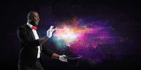 Explosion of colored powder . Mixed media