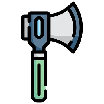 blue axe icon, flat design clip art preview