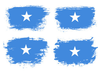 Artistic Somalia country brush flag collection. Set of grunge brush flags on a solid background