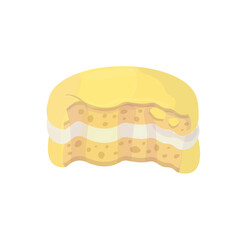 Watercolor lemon macaron. Traditional French cookies in different colors, isolated vector illustration in cute cartoon style.