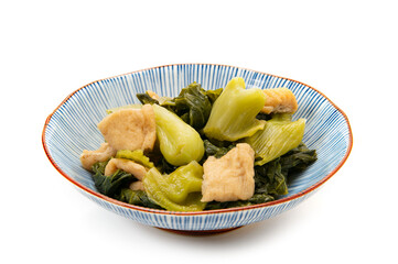 伝統野菜、播州こぶ菜と油揚の煮物