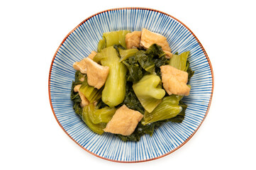 伝統野菜、播州こぶ菜と油揚の煮物