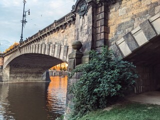 Old bridge over the river in Prague
