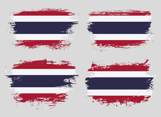 Artistic Thailand country brush flag collection. Set of grunge brush flags on a solid background