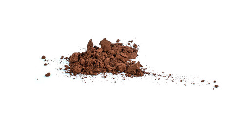 cocoa powder isolated on white background.