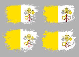 Artistic Vatican City country brush flag collection. Set of grunge brush flags on a solid background
