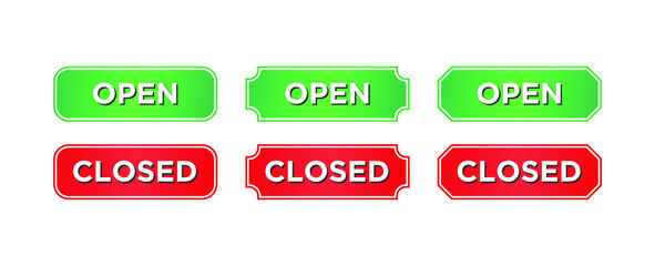 set of red and green open and closed labels