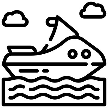 recommend clip art: JET SKI line icon,linear,outline,graphic,illustration