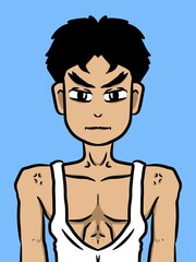 Fototapeta premium cute man cartoon on blue background