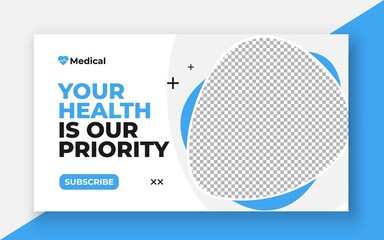 Medical healthcare youtube thumbnail and web banner template.Editable video thumbnail template