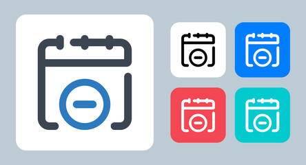 Delete Calendar icon - vector illustration . Delete, Remove, Calendar, Appointment, Date, Event, Schedule, Minus, day, time, line, outline, flat, icons .